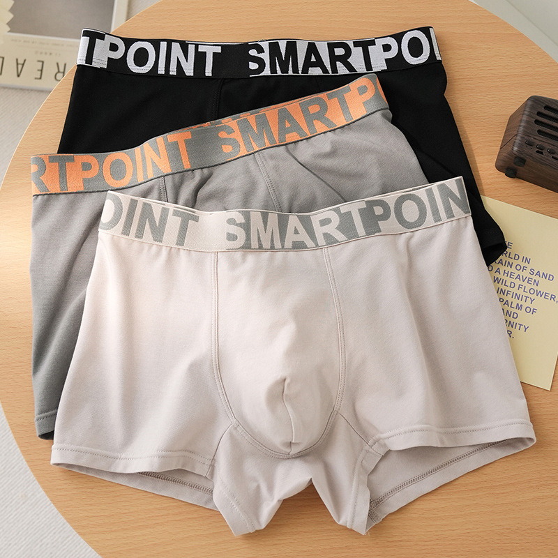 Calzoncillos bóxer de cintura media para hombre, shorts de cuatro esquinas, ropa interior juvenil para todas las estaciones, elegante, cómoda, deportiva, ropa interior masculina de puro algodón.