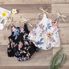 ins cross-border infant and toddler floral strap triangle halter new European and American baby baby onesie crawling suit children's clothing 