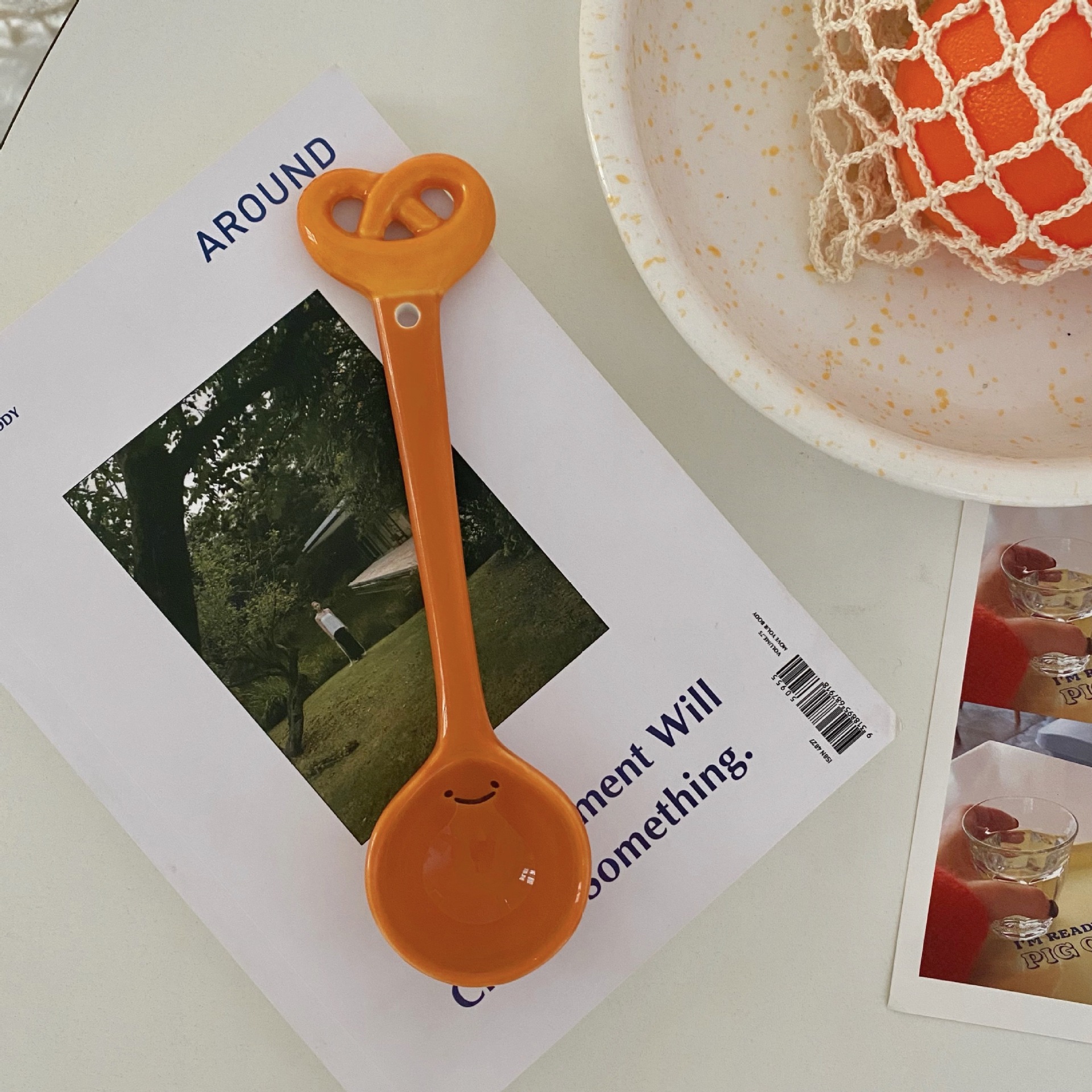 Pan de cerámica de alta calidad, dibujos animados caseros encantadores, cucharas de arroz, cucharas de arroz, cucharas de boca redonda