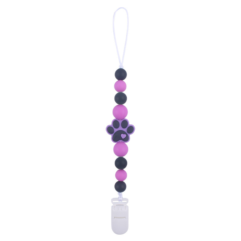 Nuevo bebé suministros dibujos animados perro garra goma creativo bebé lindo silicona mordedura pezón cadena anti-gota cadena