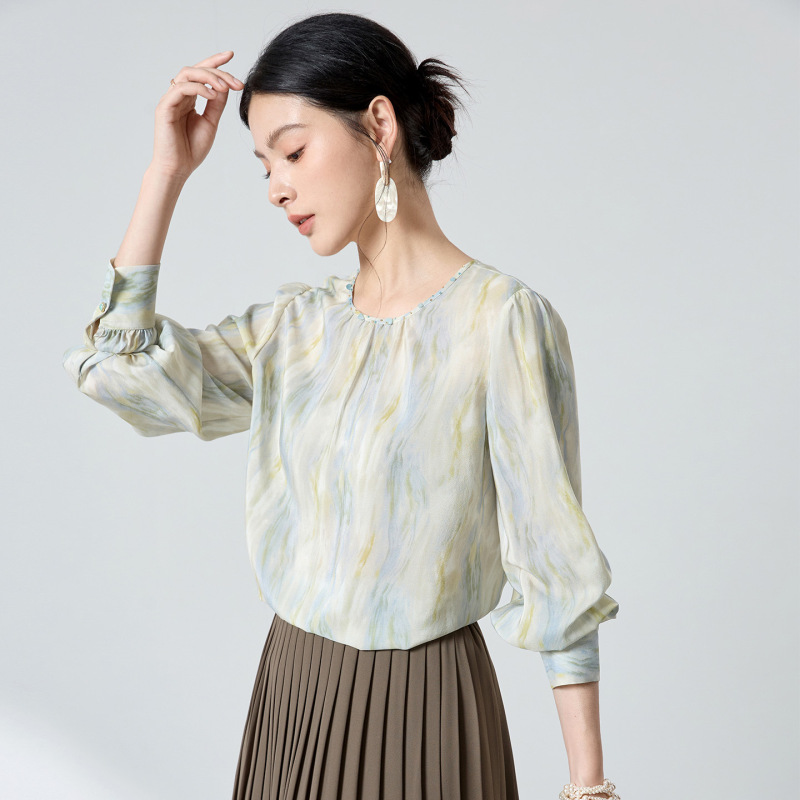 Original Silk Tea Break Gentle Style Shirt for Women 2026 Spring Slimming Super Fairy-Like Elegant Top with a High-End Feel for Commuting 3007 Original Silk Tea Break Gentle Style Shirt for Women 2026 Spring Slimming Super Fairy-Like Elegant Top with a High-End Feel for Commuting 3007
