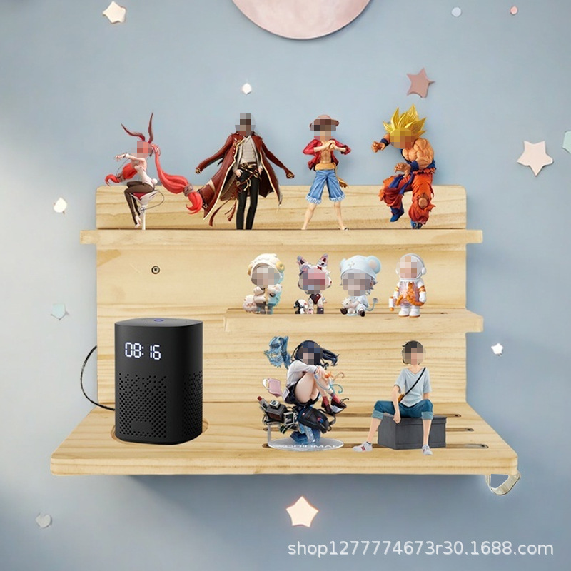 スポット木製磁気人形フローティングパーティション収納ラック寝室ルームリビングルーム装飾ラック壁収納ラック|undefined