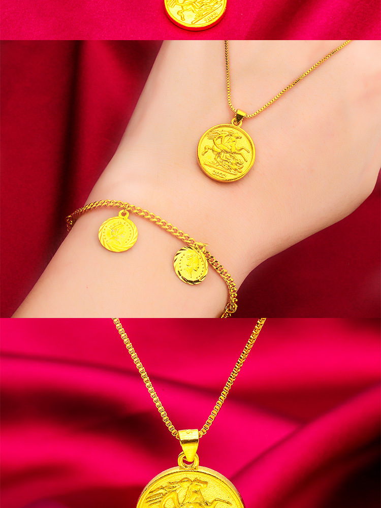 Conjunto de collar y pulsera con monedas para mujer joyería_voghion.com