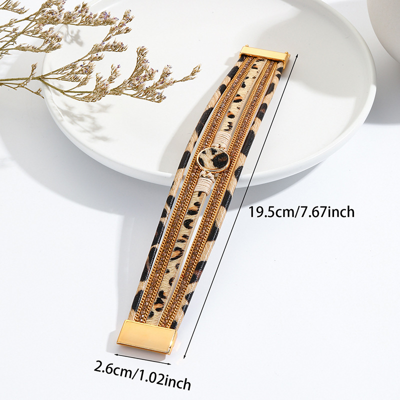 Leopard Print Magnetic Clasp Bracelet Alloy Fashion Accessory_voghion.com