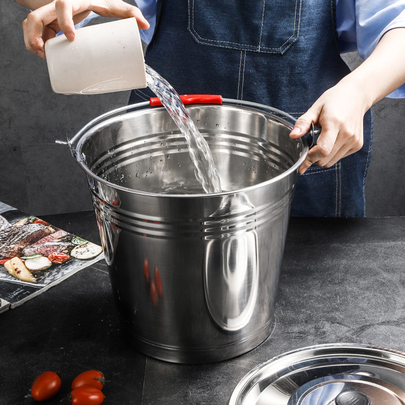 Factory direct supply of stainless steel household buckets thickened multi-purpose milk buckets water storage buckets portable buckets household portable buckets