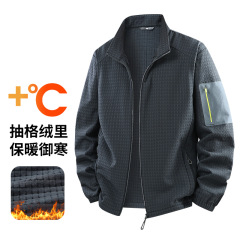 情侣款抓绒立领开衫外套休闲运动夹克式外套