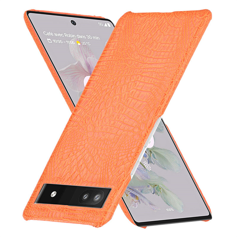 适用谷歌Pixel 6A手机壳鳄鱼纹G1AZG/GX7AS/GB62Z手机贴皮保护壳