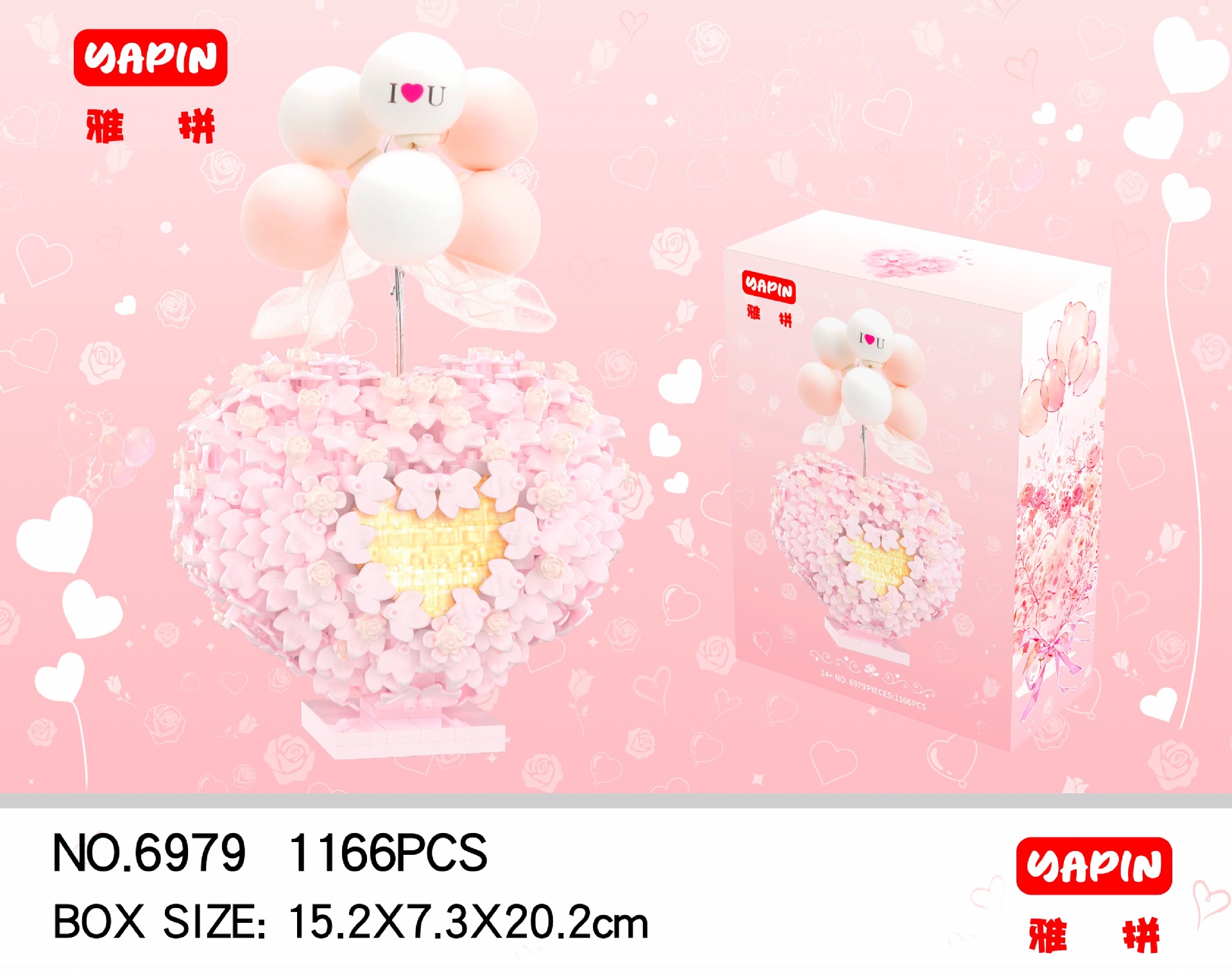 6979 nuevo corazón de amor rosa