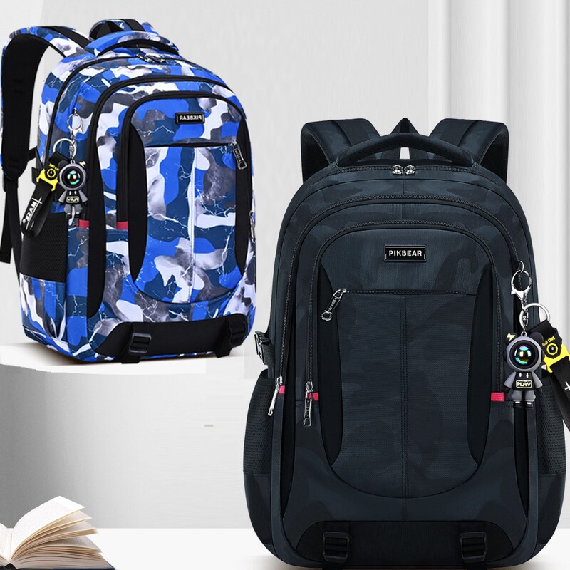 New Junior and High School Student Schoolbags, Boys' Large-Capacity Backpacks, Lightweight and Burden-Reducing Camouflage Multi-Functional Casual Backpacks