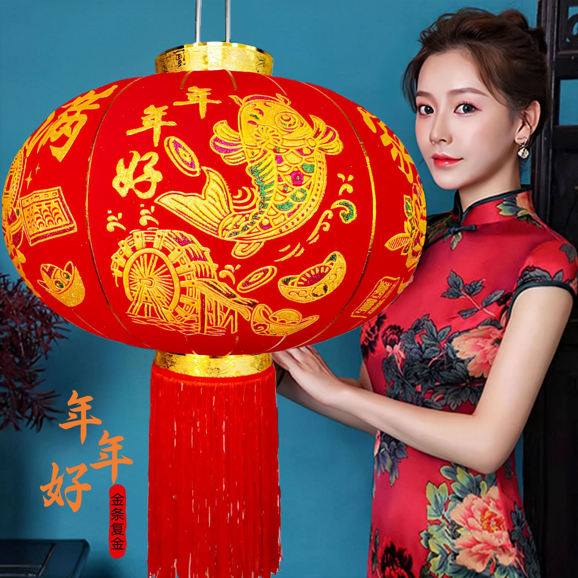 【メーカー】卸売り大紅提灯旧正月植毛提灯防水新年提灯結婚ジョーペンダント