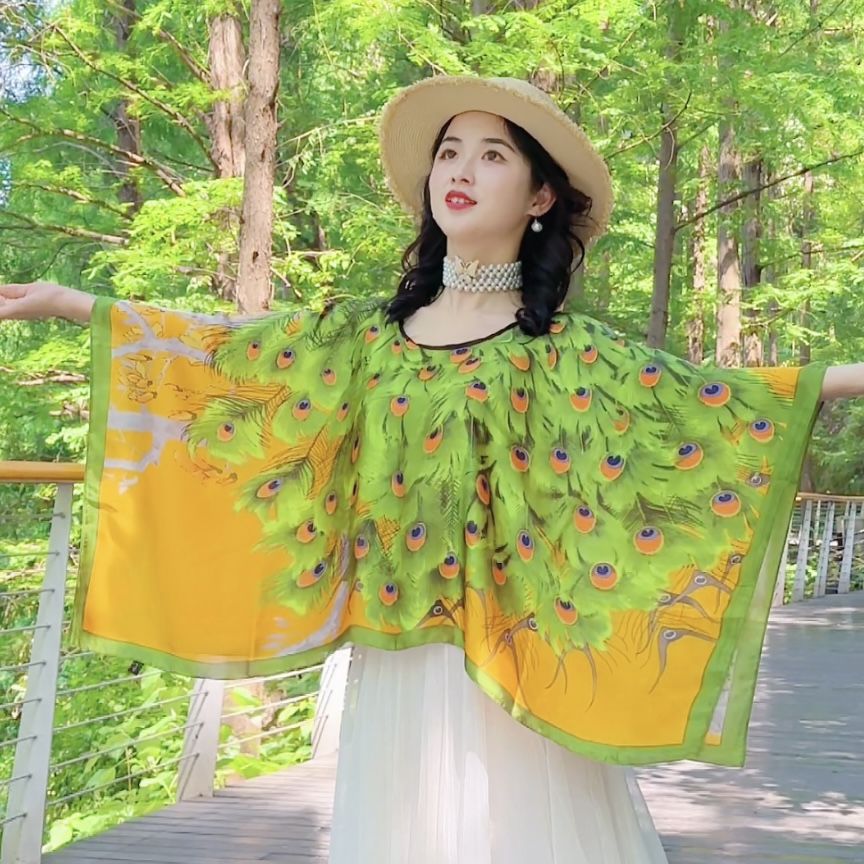 280g Weight Shawl Classification Women's Elegant Flower Satin Shawl
