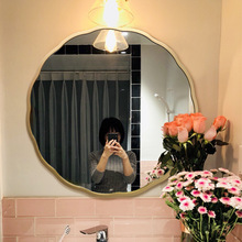 欧式简约圆形浴室镜卧室梳妆台镜玄关镜卫生间镜家居壁挂化妆镜子