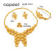 NOPEET Dubai 24K Gold Jewelry Set Indian Women Wedding Bridal Necklace Ring Earring Bracelet Four Piece Set