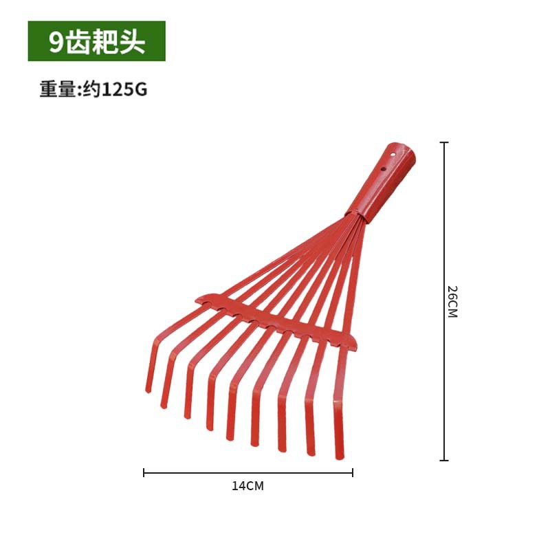 Rastrillo de hojas caídas de 9 dientes