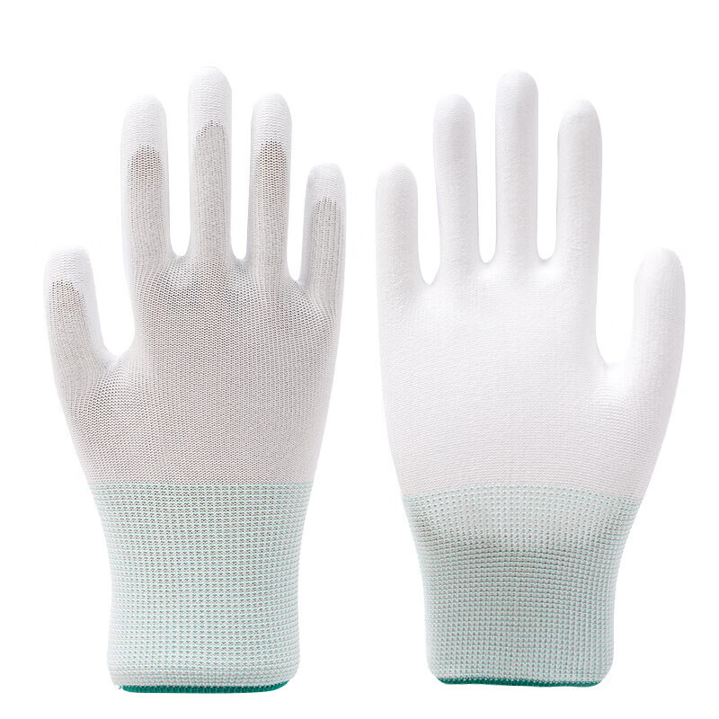 PU recubierto de dedos guantes recubiertos guantes revestidos guantes de trabajo antiestáticos libres de polvo blanco resistentes al desgaste guantes de seguro laboral al por mayor