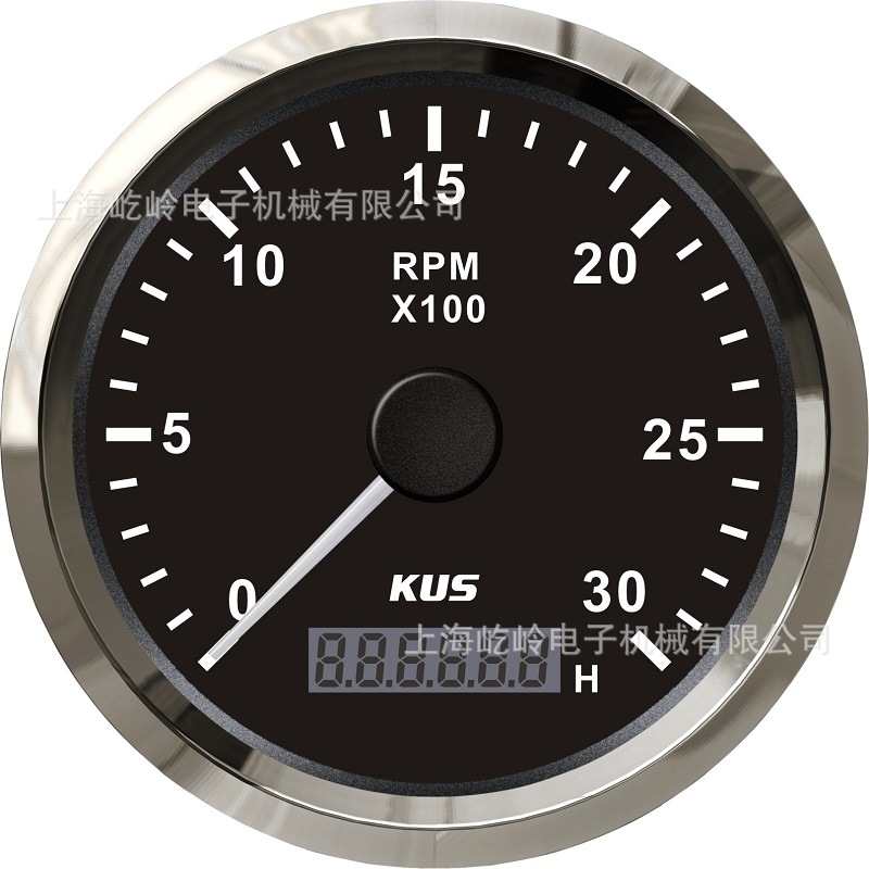 Universal KUS 85mm Tachometer 3K-8KRPM with Backlight 9-32V (automobile instrument) - silver-edge-black-face-3000rpm
