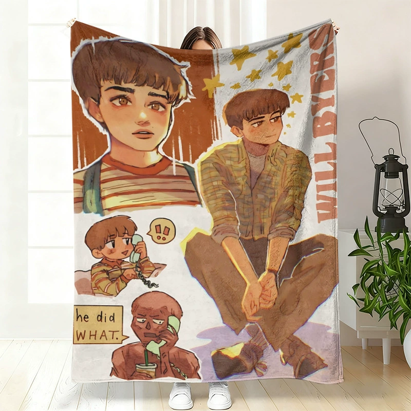 Плюшевая флисовая плед-одеяло BylerCP (в стиле Stranger Things), мягкий для отдыха, 70×100–150×200 см