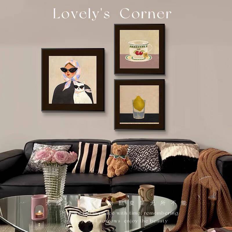 Woman and Cat Antique Style Living Room Decoration Painting Niche Art Restaurant Combination Mural French Retro Bedroom Hanging Painting