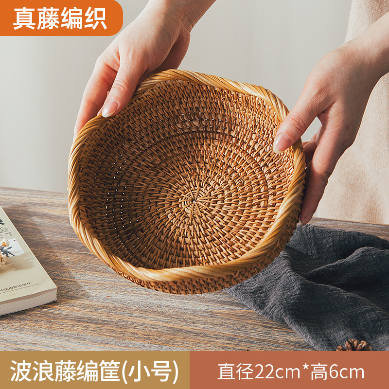 Cesta de almacenamiento de ratán, cesta de frutas, cesta para bollos al vapor, cesta de bambú para pan y refrigerios, cesta de picnic