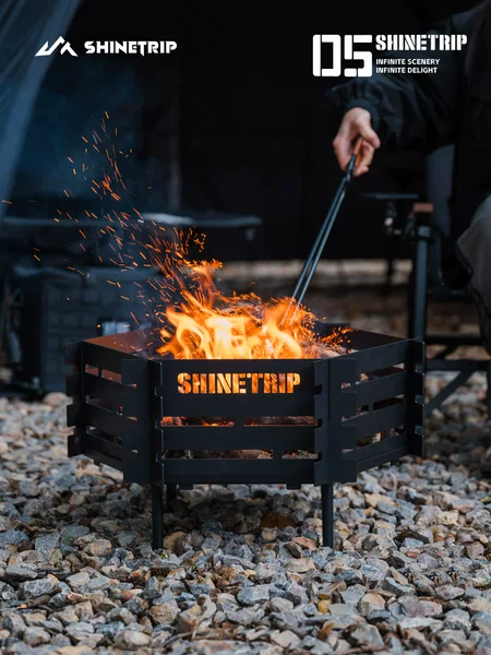 Shanqu outdoor camping stove cross-border hot selling removable high temperature resistant carbon steel Stainless Steel Grill fire table
