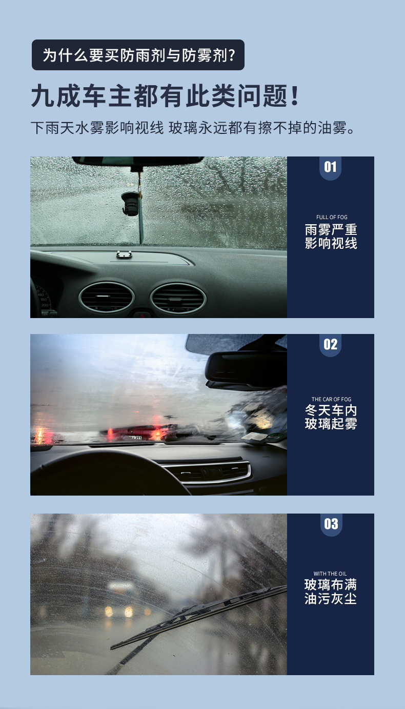 Rearview Mirror Rainproof Car Glass Rainproof Agent Reversing Reflector Artifact Rainy Day Film Waterproof Repellent Water Repellent Anti-Fog