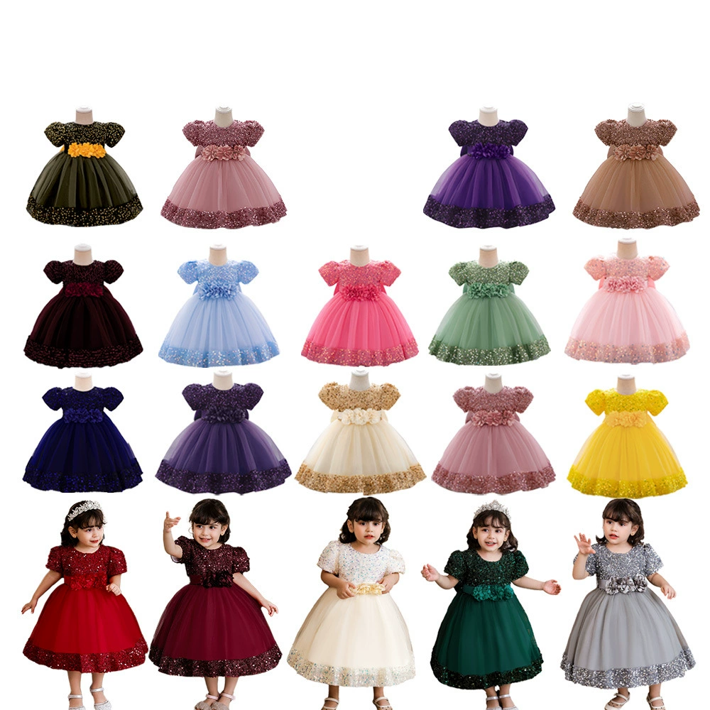 Children's dress for early age, three dimensional small princess costume, European style, flowered, Birthday gift