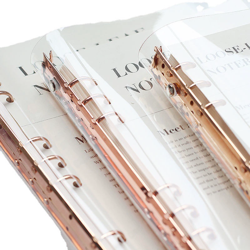 Removable PVC Notebook Cover for A6, A5, B5 Sizes with Gold, Silver, or Black Clips