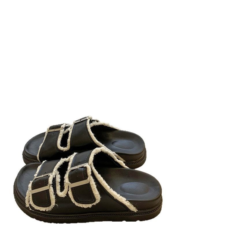 Cross-border tamaño 43 Bocken zapatillas mujeres verano 2026 nuevo muffin zapatillas frías para usar zapatillas de hebilla de suela gruesa universal