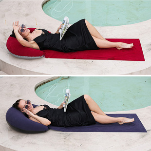 Cross-border new inflatable outdoor beach mat picnic mat moisture-proof mat sun mat with pillow flocking material bed