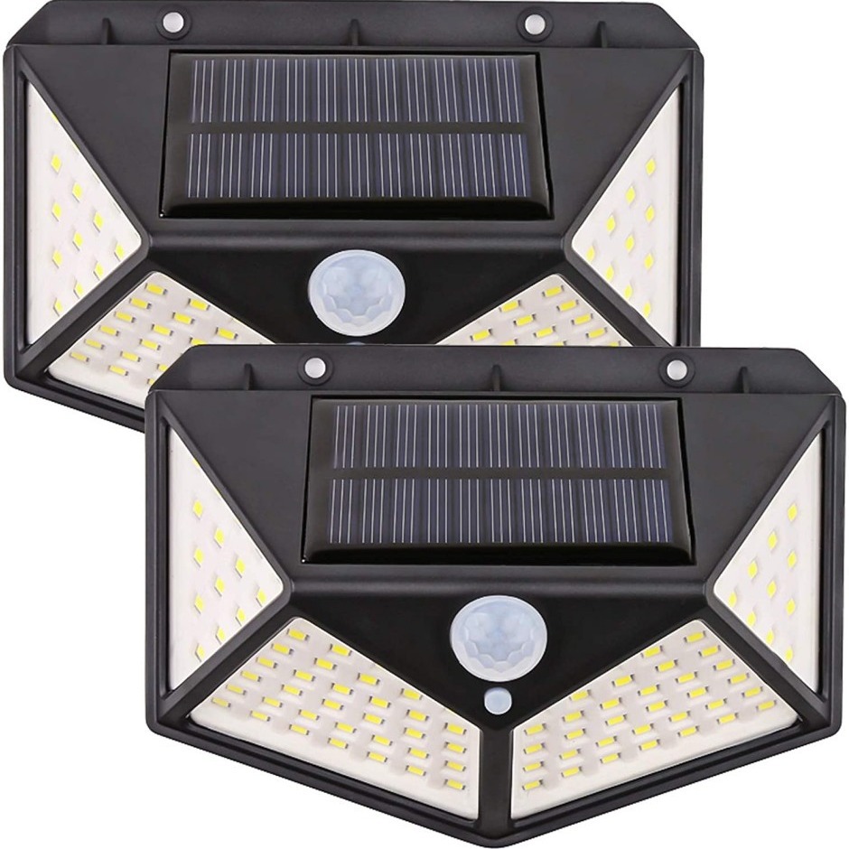 Four-sided 100LED solar light human body sensor light landscape courtyard wall light outdoor fence lighting street light