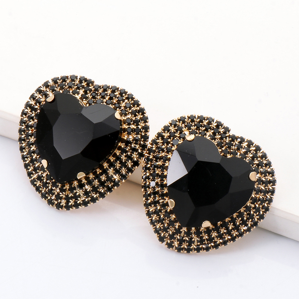 fashion heart-shaped alloy diamond earrings