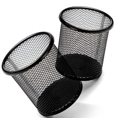 Metal Pen Holder Round Black Iron Hollow Desktop Storage Bucket Office Learning Multifunctional Student Simple Pen Bucket