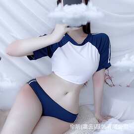 帘昕外贸跨境性感火辣诱惑分体日式学生装挑逗死库水泳装制服套装