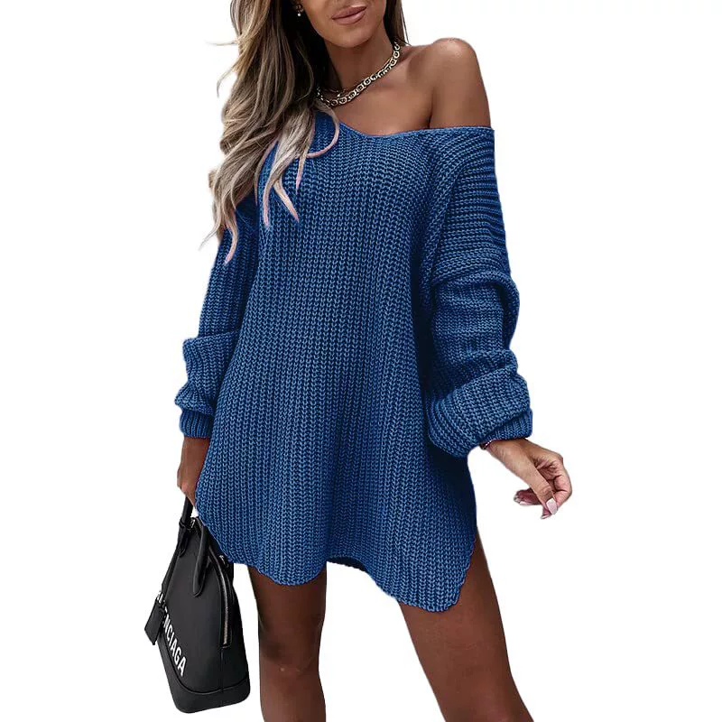 (Cross-border trading), solid demi-season knitted sweater, European style, oversize, V-neckline