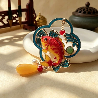 Yaxa sancaqları Brooch, National Style Oil-Drip Imitation