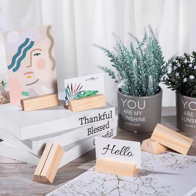 Wooden placing card holder trapezoidal wooden table number holder…