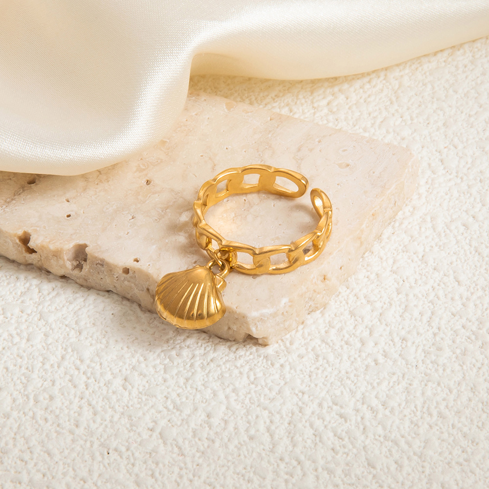 4g Weight Open Rings Classification Adjustable Ring Size 1 Piece Quantity Casual, Holiday Occasion 304 Stainless Steel Material Starfish, Shell, Fish Pattern Women's Gender Plating Design Marine Style Style Gold Color Marine Style Starfish Shell Fish 304 Stainless Steel Plating Women's Open Rings 10