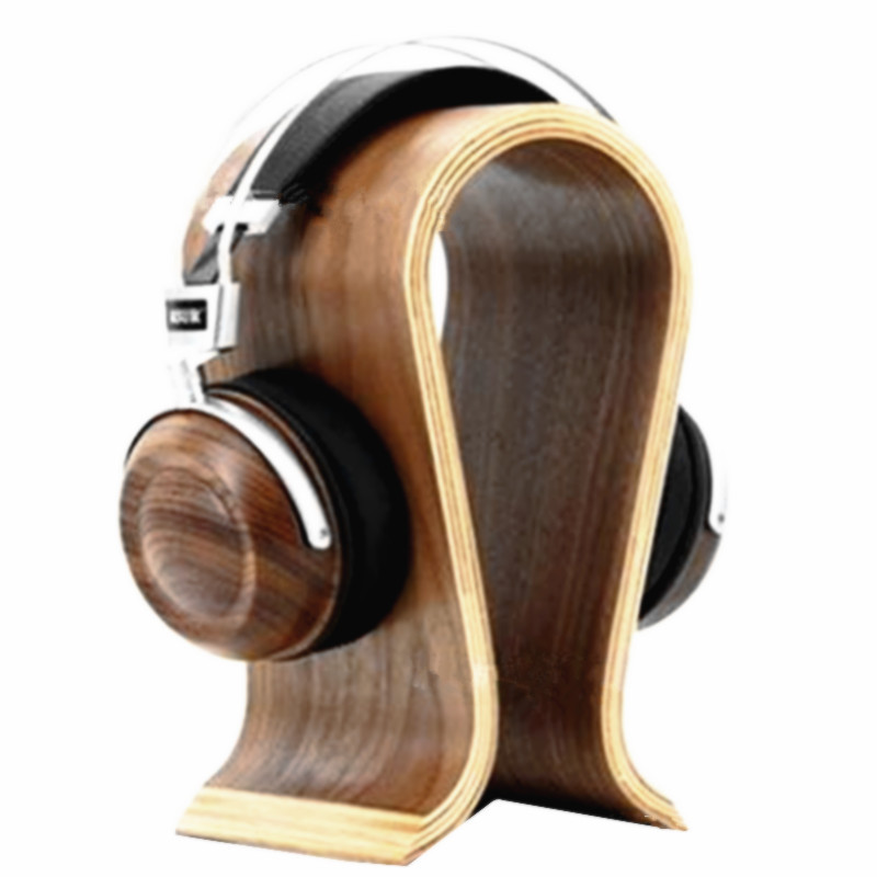 Soporte de auriculares bluetooth tipo U-head walnut percha de auriculares inalámbricos estante de exhibición estante de almacenamiento de accesorios de computadora