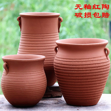 多肉花盆无釉素烧红陶大口径老桩简约高筒透气庭院三角梅月季陶罐