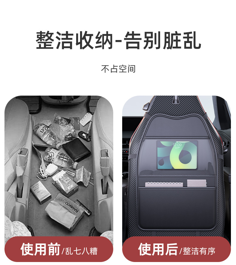 Car Rear Seat Anti-Kick Pad Leather Seat Back Storage Bag Hanging Bag In-Car Storage Seat Back Multifunctional Storage Bag