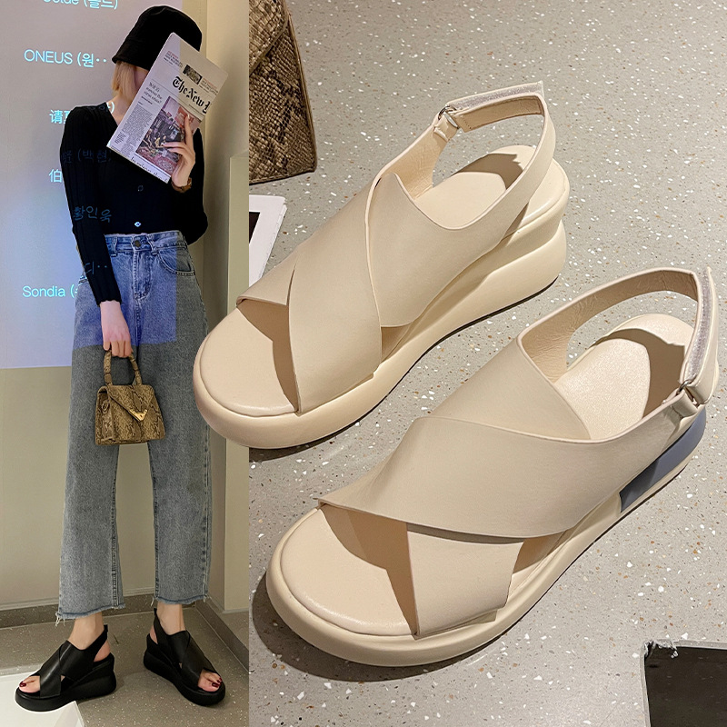 Summer high heels platform wedge heel with velcro