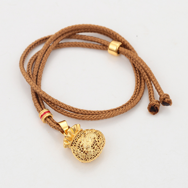 Xuping estilo ligero de lujo aleación de cobre chapado a mano 24k color simple nuevo estilo chino hueco collar de Año Nuevo image 7