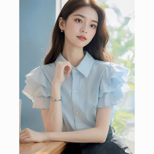 Petite and stylish, age-defying and beautiful, pink lotus sleeve blouse for women, summer 2025, unique design top