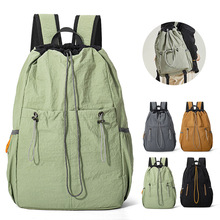 亚马逊跨境抽绳书包大容量束口学生休闲双肩包女轻便旅行尼龙背包