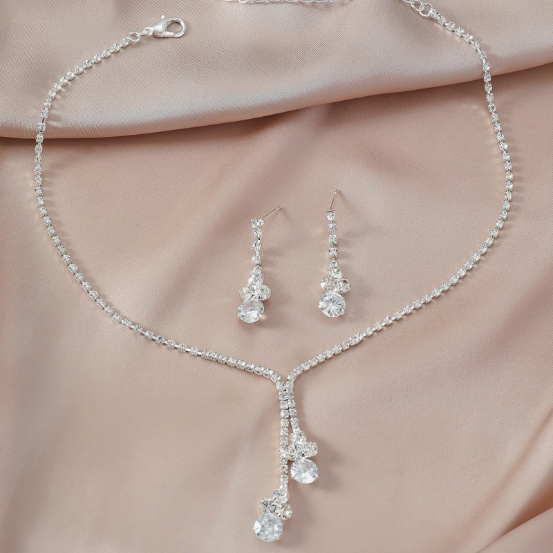 Conjunto de joias de noiva com strass colar e brincos_voghion.com