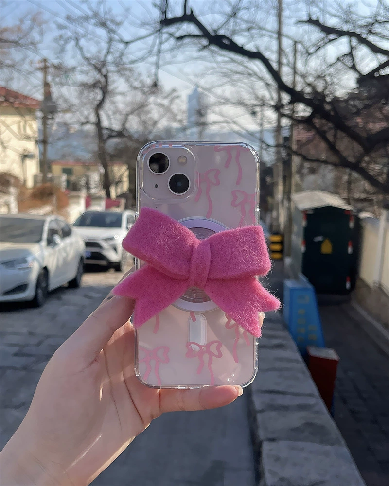 Магнитный акриловый держатель для карт (Samsung) с бантами, совместим с моделями iPhone и Galaxy, тонкий