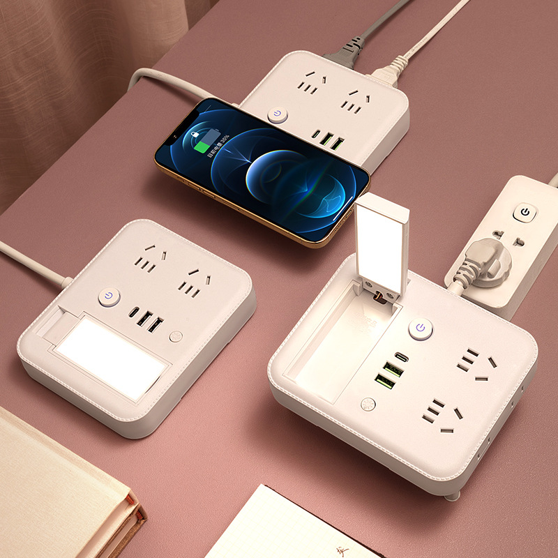 Home High Power USB Multi-Function Power Strip with Night Light Converter Socket Phone Wireless Charging Cord Organizer