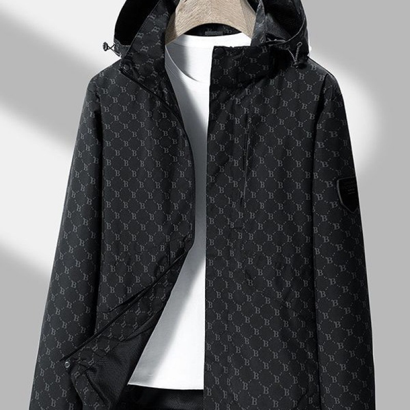 Chaqueta con capuz para hombres de otoño nuevo estilo juvenil coreano impresión completa chaqueta casual suelta impermeable