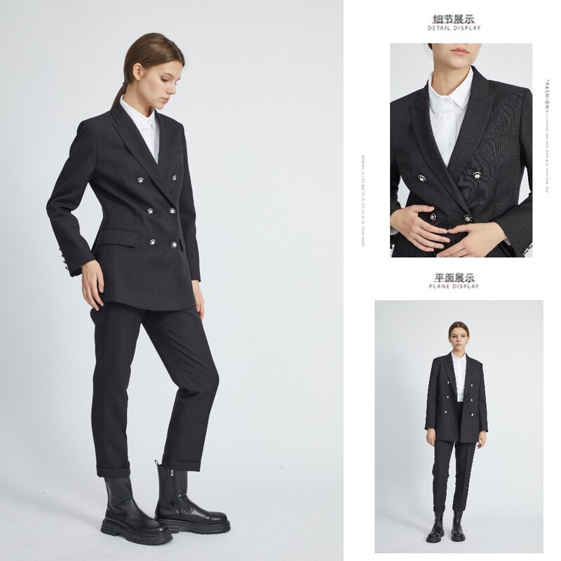 Big brand same style 2024 Spring New Suit Jacket Women's exquisite double-breasted elegant long sleeve mid-length high-grade