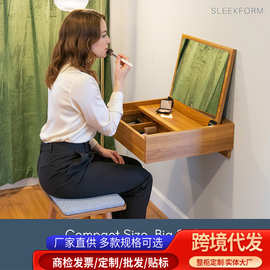 现代简约木制梳妆台飘窗梳妆台小型化妆桌出租房收纳柜化妆台带抽